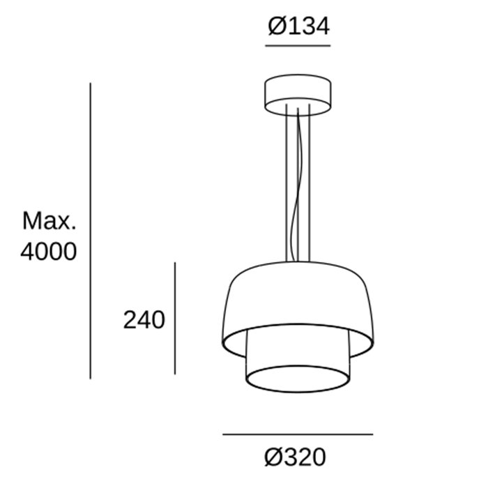 Lámpara Colgante Levels 2 Bodies Ø320mm + Ø220mm LED 19 SW 2700-3000-4000K DALI2 Negro 1255lm LedsC4 00-A045-05-08