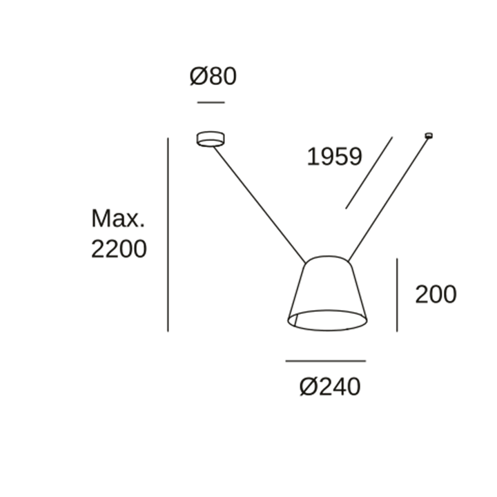 Lámpara Colgante Attic Conic Shape V E27 23W Negro Leds C4 00-7391-05-05