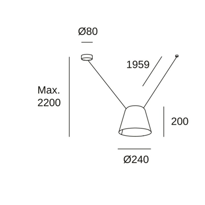 Lámpara Colgante Attic Conic Shape V E27 23W Negro Leds C4 00-7391-05-14