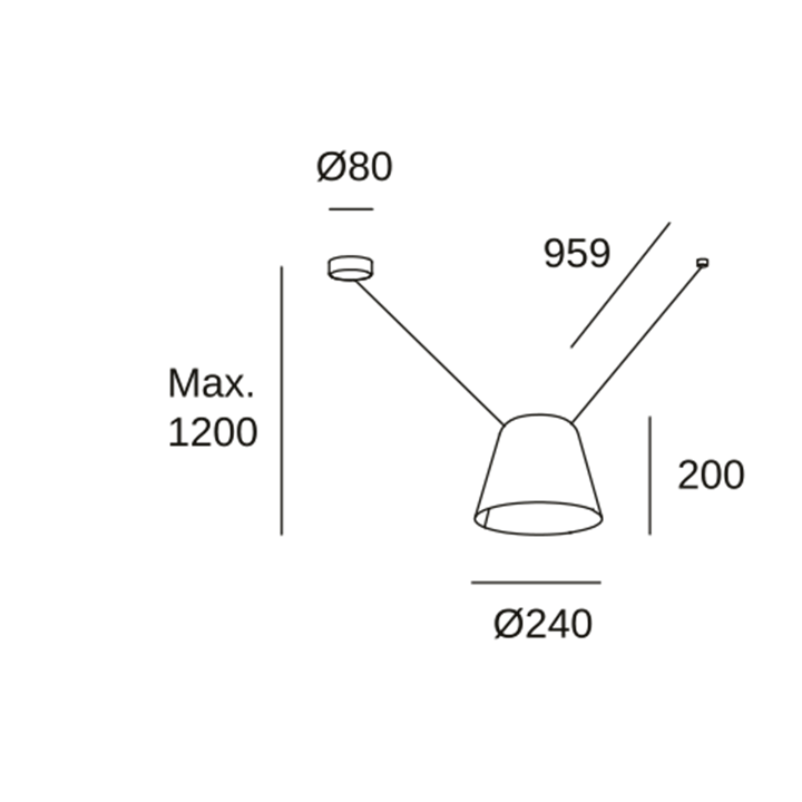 Lámpara Colgante Attic Conic Shape V E27 23W Negro Leds C4 00-7393-05-14