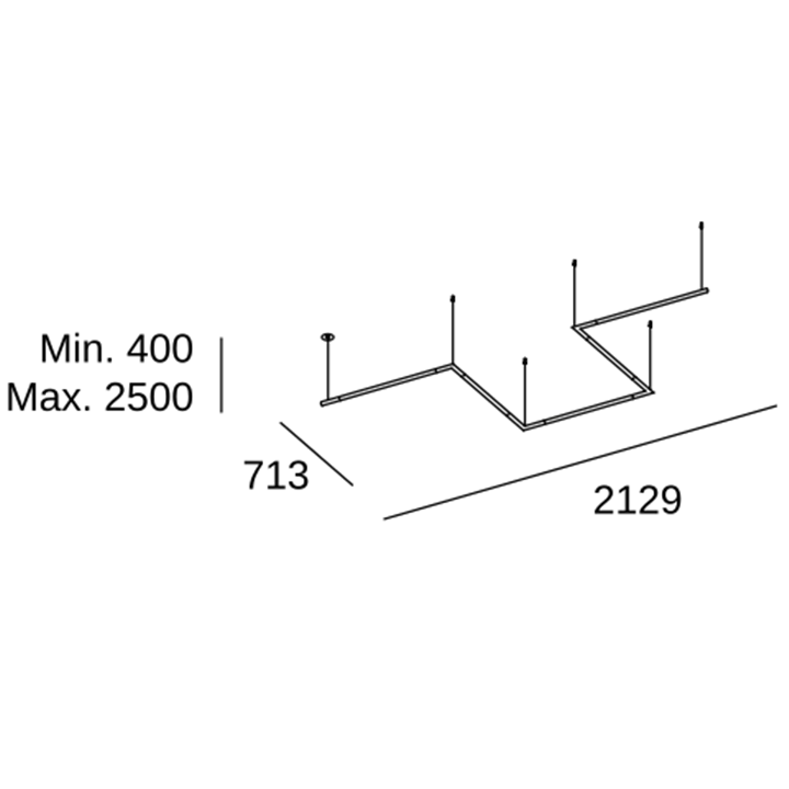 Lámpara Colgante Tubs Modular Configuration Lineal x 5 LED 47.2 Blanco cálido - 2700K DALI Negro 3630lm Leds C4 00-A137-05-M1 - 
