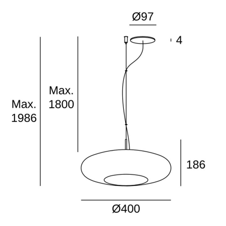 Lámpara Colgante Plat Recessed LED LED 10.510.5W 2700K Negro 762lm Leds C4 00-8405-05-12
