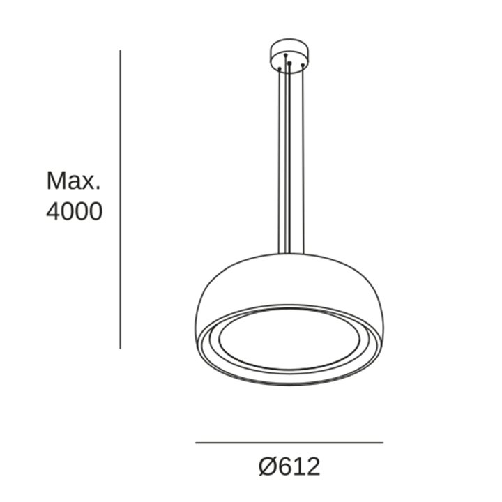 Lámpara Colgante Gong LED 27.4 2700K PHASE CUT Teixit textil VERMELL Marrón RAL 8016 matt 1166lm Leds C4 00-8902-W1-L1 - 00-8902