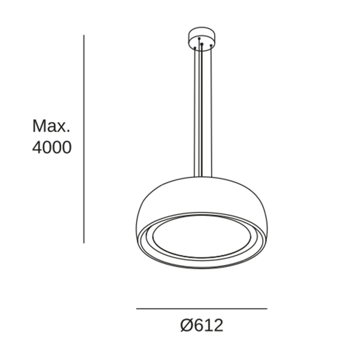 Lámpara Colgante Gong LED 27.4 3000K PHASE CUT Marrón RAL 8016 matt Teixit textil VERMELL 1274lm Leds C4 00-8933-W1-L1 - 00-8933