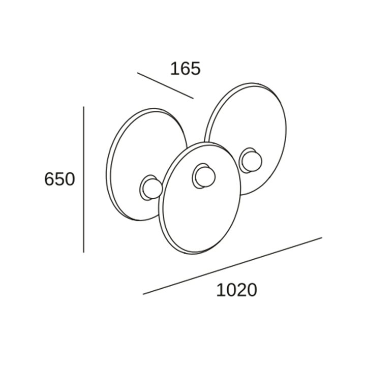 Aplique Trip Triple ø460mm / ø460mm / ø460mm E14 7W Negro Leds C4 05-8362-05-DP
