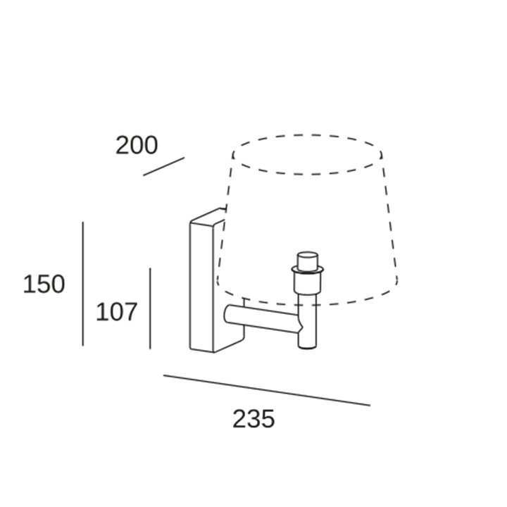 Aplique Metrica Shade E27 60W Negro Leds C4 05-8399-05-82