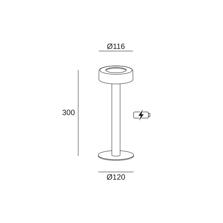 Lámpara de Sobremesa IP65 Orbit Rechargeable Big Hole Cover LED 1.5 Blanco cálido - 3000K TOUCH DIMMING Negro 118lm LedsC4 10-E0