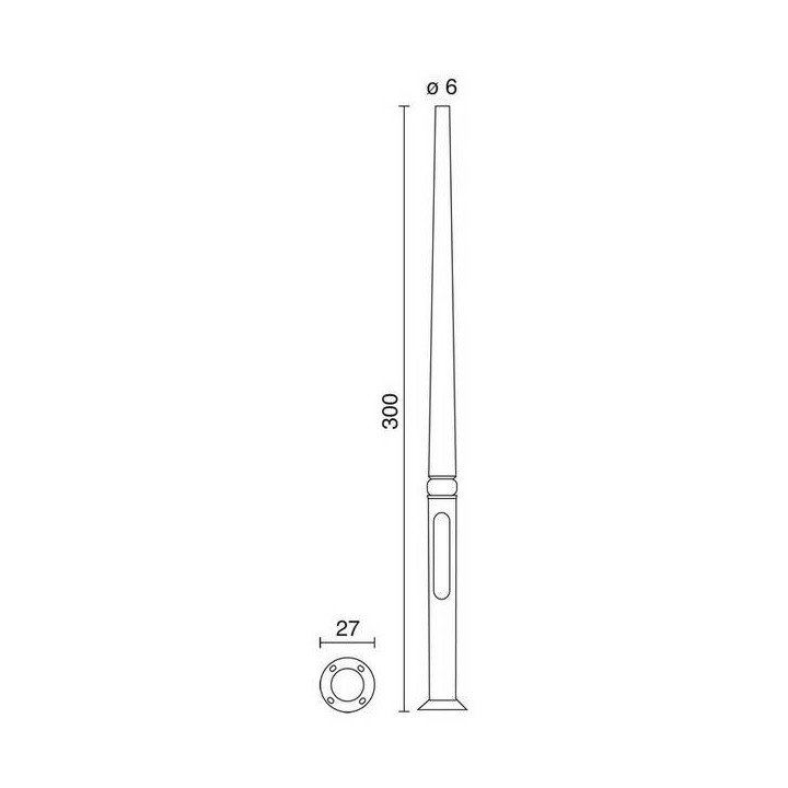 Columna para Farolas lisa Resina 300 cms. C/Reg. Negro