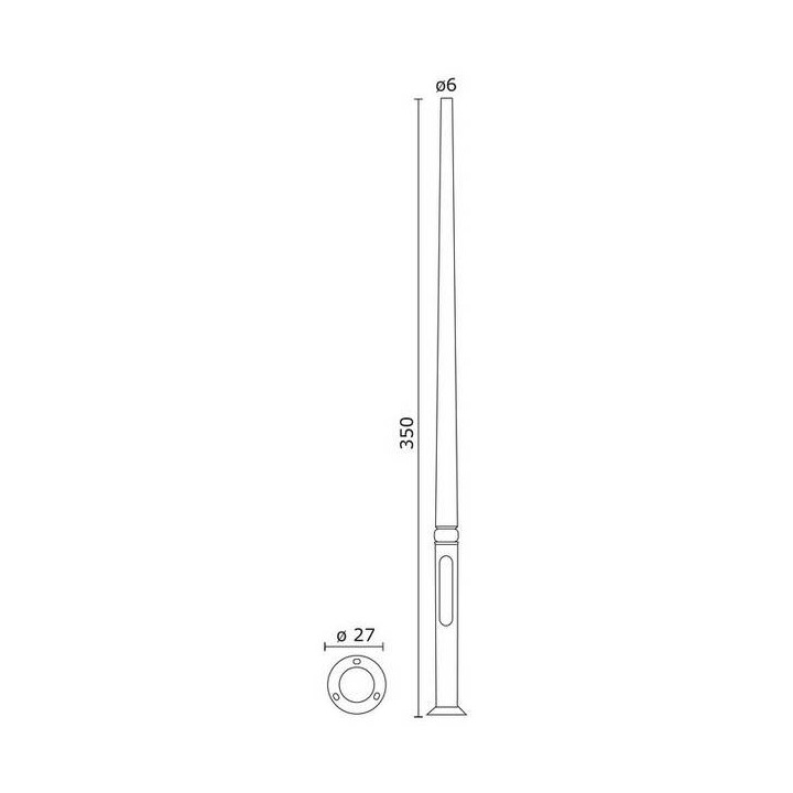 Columna para Farolas lisa Resina 350 cms. C/Reg. Negro
