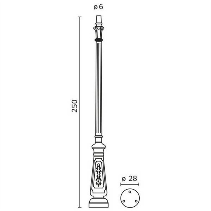 Columna para Farolas decorada Resina 250 cms. Negro
