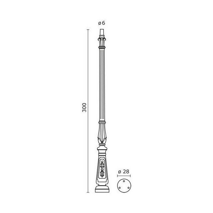 Columna para Farolas decorada Resina 300 cms. Negro