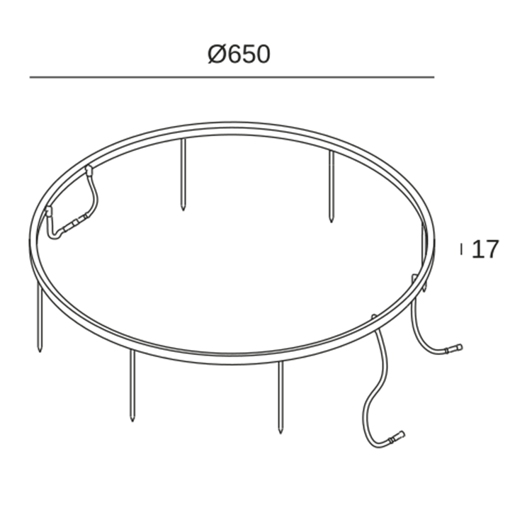 Lámpara Sistema Lineal IP65-IP67 Vercle Circular 650mm LED 43.9W 3000K Negro 598lm Leds C4 55-E118-05-CL