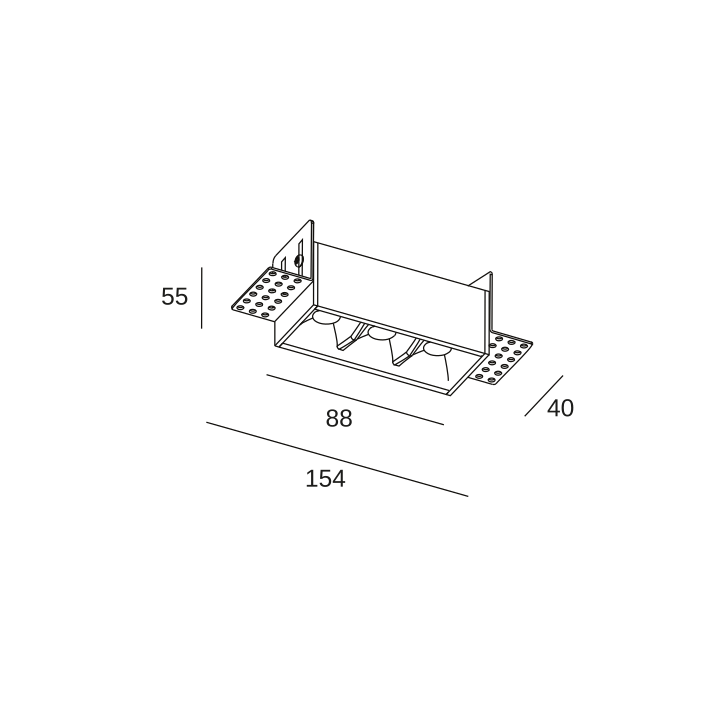 Downlight Bento Standard 3 LEDS Trimless 6.1W Blanco cálido - 3000K CRI 90 48.8º Blanco IP23 421lm Leds C4 90-6166-14-14