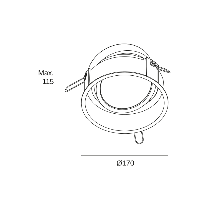 Downlight Lite ø105mm 8.4 Blanco cálido - 2700K CRI 80 30.2º PHASE CUT Negro IN IP20 / OUT IP54 595lm LedsC4 90-A029-60-TS