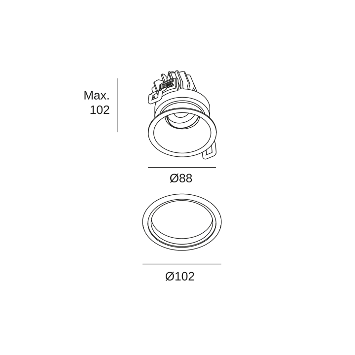 Downlight Lite Deep Adjustable Ø88 13.9 Blanco neutro - 4000K CRI 90 33º ON-OFF Blanco IP54 1158lm Leds C4 90-A194-14-00 - 90-A1