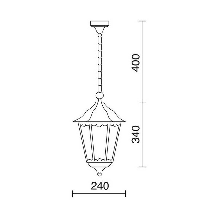 Luminaria de Colgantes de Exterior PIN IP43 70W E27 Negro Cristal Mate