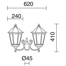 Cabezal Farolas PIN IP43 2x70W E27 Negro Cristal Mate