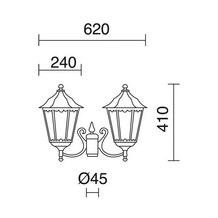 Cabezal Farolas PIN IP43 2x70W E27 Negro Cristal Mate