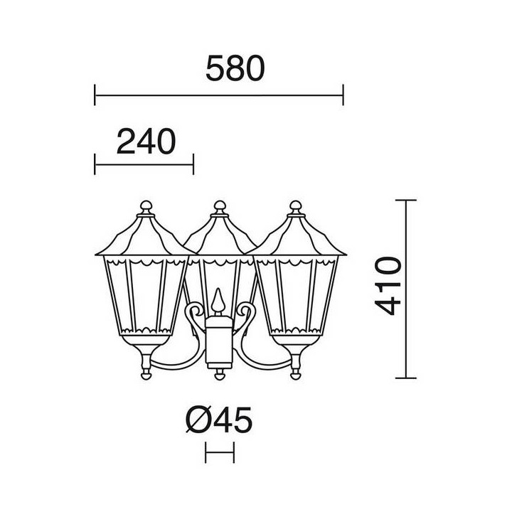 Cabezal Farolas PIN IP43 3x70W E27 Negro Cristal Mate