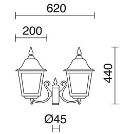 Cabezal Farolas ROB IP43 2x70W E27 Blanco Cristal Mate