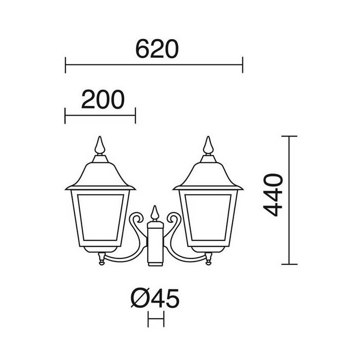Cabezal Farolas ROB IP43 2x70W E27 Blanco Cristal Mate