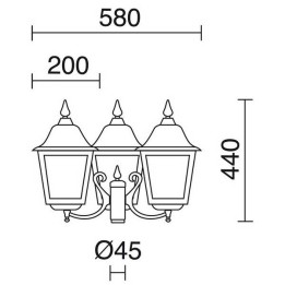 Cabezal Farolas ROB IP43 3x70W E27 Blanco Cristal Mate