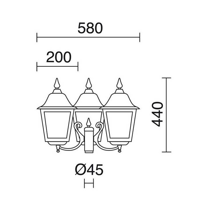 Cabezal Farolas ROB IP43 3x70W E27 Blanco Cristal Mate