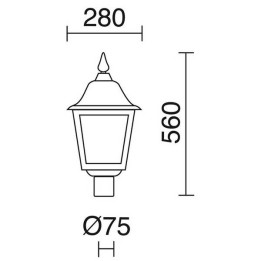 Cabezal Farolas ROB IP43 E27 70W mat. Negro