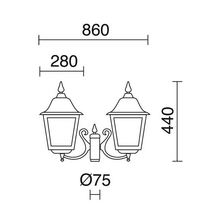 Cabezal Farolas ROB IP43 E27 2x70W mat. Negro