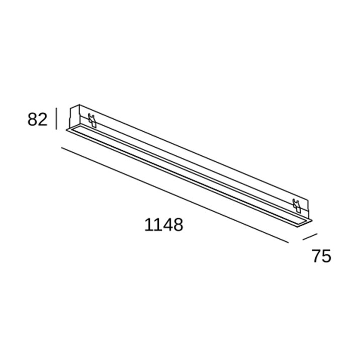 Lámpara Sistema Lineal Infinite Pro 1136mm Recessed Opal 17.08W Blanco cálido - 3000K CRI 80 DALI-2/PUSH Blanco IP44 2276lm Leds