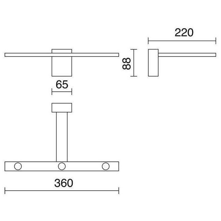 Aplique TIEL IP44 LED 3x3W 720lm 3000K cromo