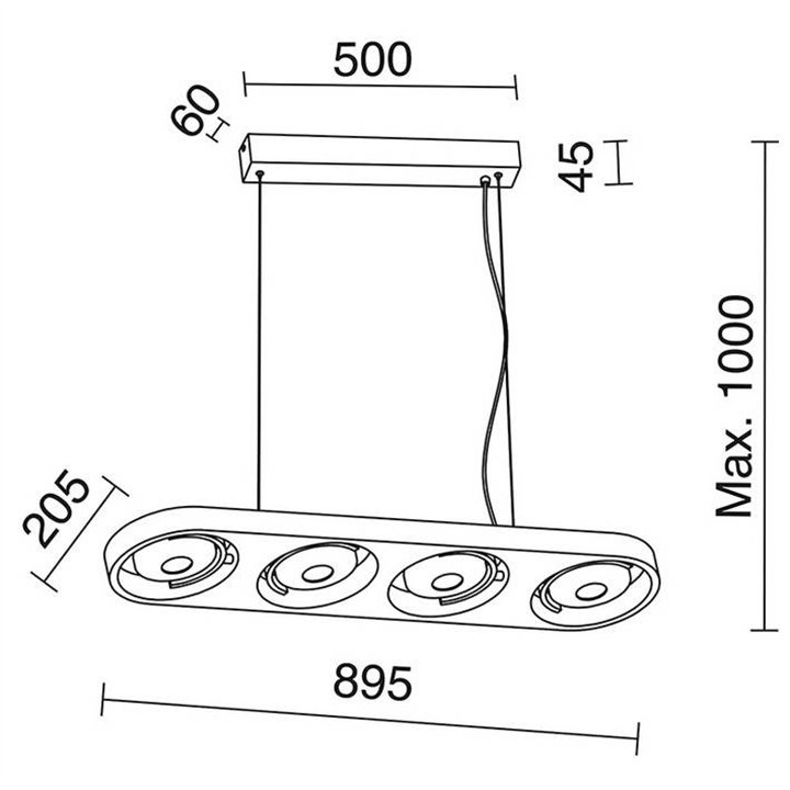Lámpara Colgante ALIYA LED 40W 4x900lm 3600lm blanco