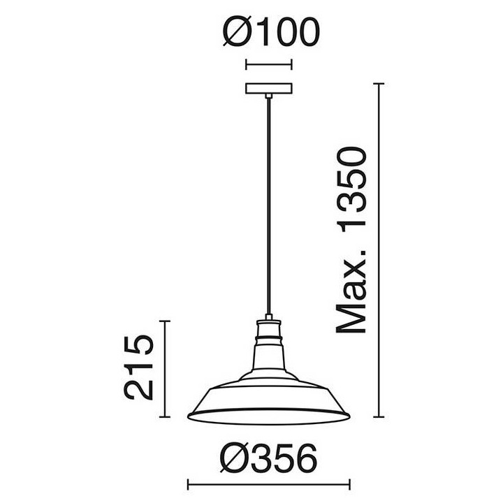 Lámpara Colgante ANTIQ E27 negro ø 36