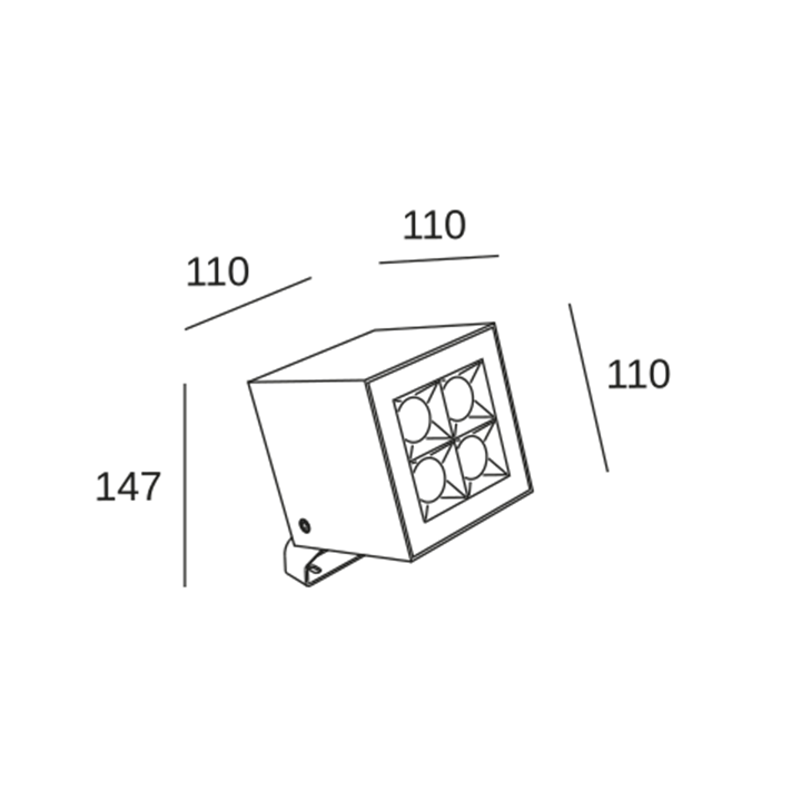 Proyector IP66 Cube Pro 4 LEDS LED 11.9W 4000K Gris urbano 1750lm Leds C4 AN12-12X8M3OUZ5