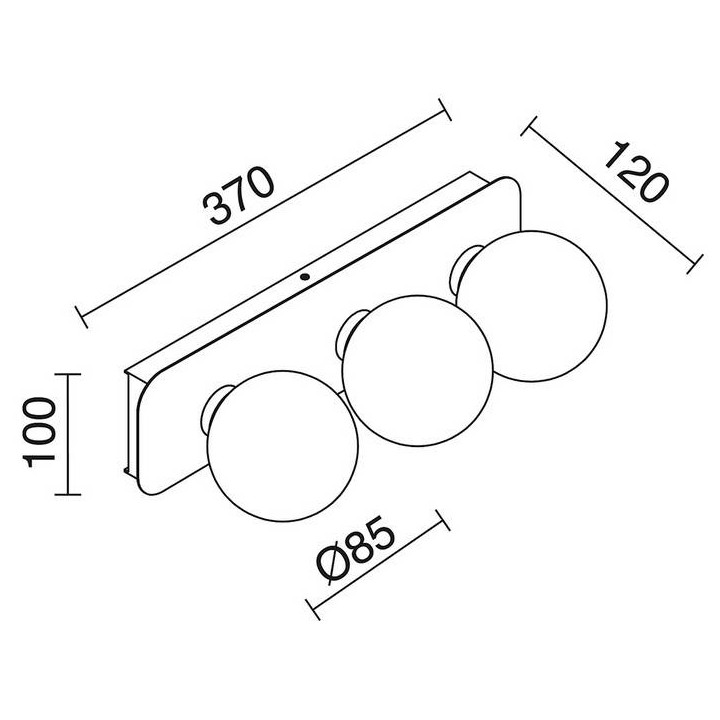 Aplique baño DICK LED 3x4W cromo / cristal opal