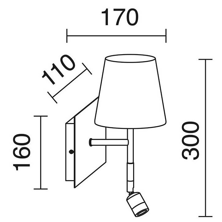Aplique con lector LED E27+led 3W Cromo 