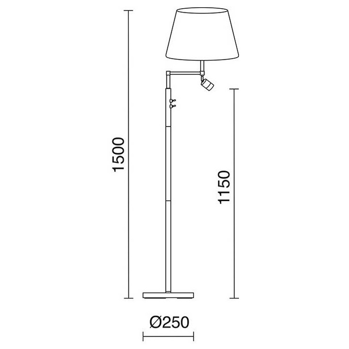 Lámparas Pie de Salón con lector EDA LED E27 60W+led3W cromo