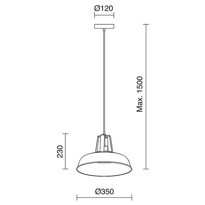 Lámpara Colgante KAIRA E27 ø35cm Gris Envejecido