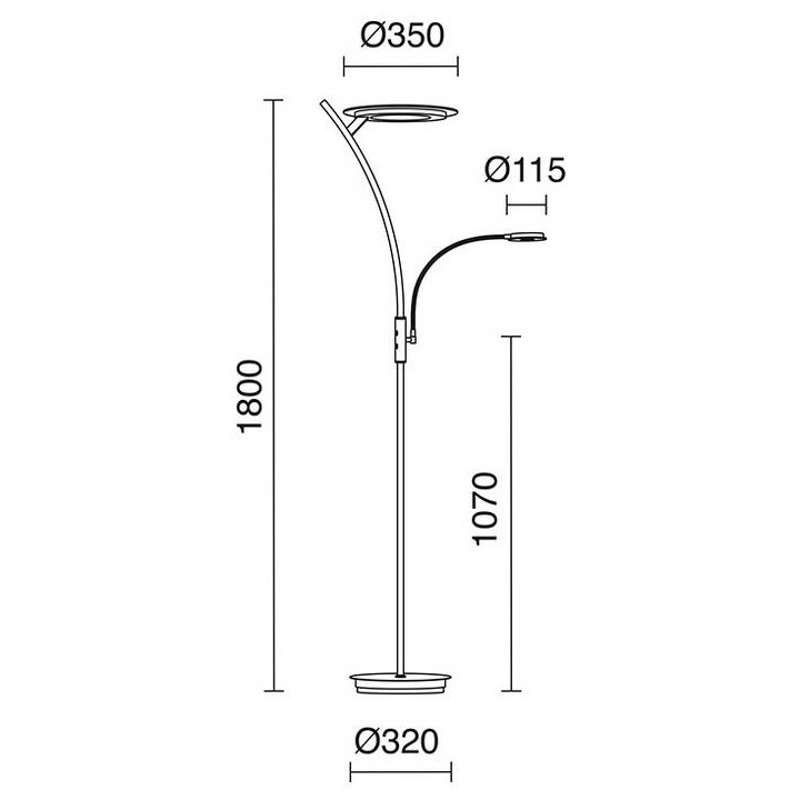 Lámparas Pie de Salón ALBERO LED 30W 2400lm niquel satinado 