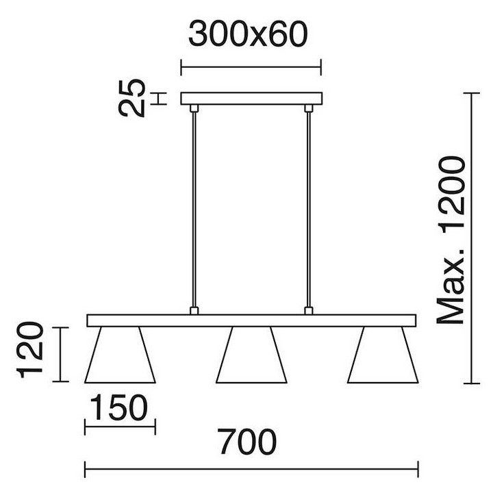 Lámpara Colgante BETON IP20 3xE14 gris