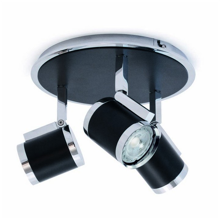 Plafón ELKE IP20 GU10x3 cromo negro