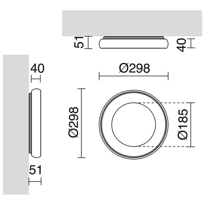 Plafón FRED IP20 LED25W 1850lm gris 3000K