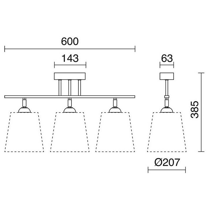 Plafón A TU ESTILO IP20 3xE27 gris