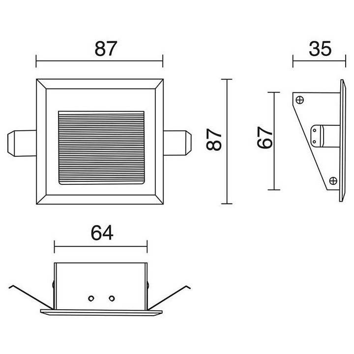 Lámpara empotrable WINDOW2 IP44 LED3W 160lm blanco 3000K