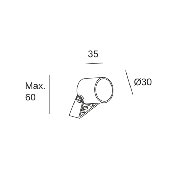 Proyector IP66 Max Mini Without Support LED 2.2 Blanco cálido - 3000K Gris urbano 191lm LedsC4 BA18-P2W8M3BBZ5