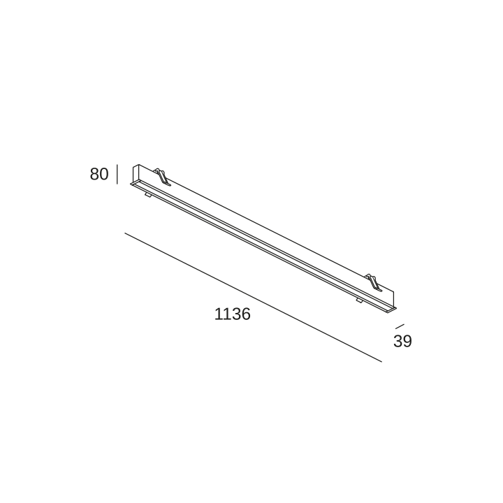 Luminaria Sistema lineal Infinite Slim Individual Recessed 1120mm 28.7 Blanco cálido - 3000K CRI 90 DALI-2/PUSH Blanco IP20 2949