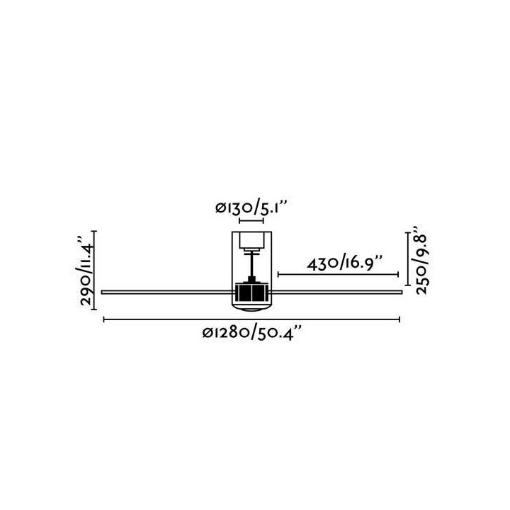 Ventilador de Techo Faro Mini Tube Cristal Ultrasilencioso