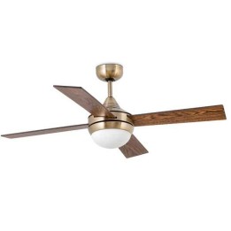 Ventilador de Techo Faro Mini Icaria Oro Viejo con luz 2xE14 y mando a distancia