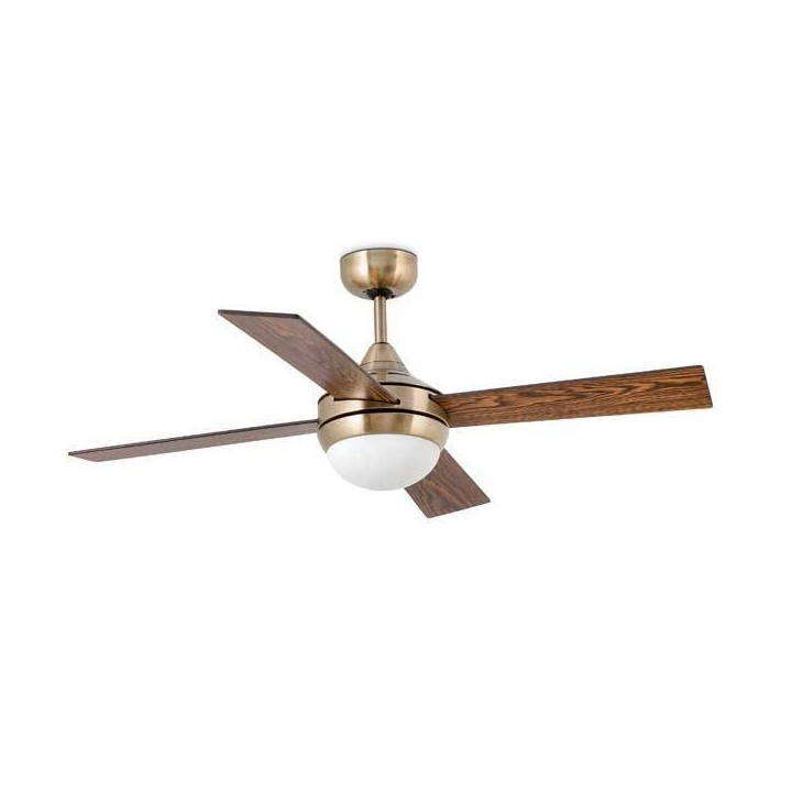 Ventilador de Techo Faro Mini Icaria Oro Viejo con luz 2xE14 y mando a distancia