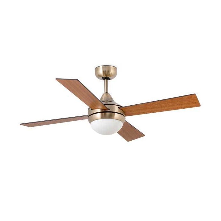 Ventilador de Techo Faro Mini Icaria Oro Viejo con luz 2xE14 y mando a distancia